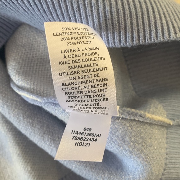 Halogen NORDSTROM Blue & White Abstract Cropped Sweater Long Sleeve Size M - Picture 6 of 10